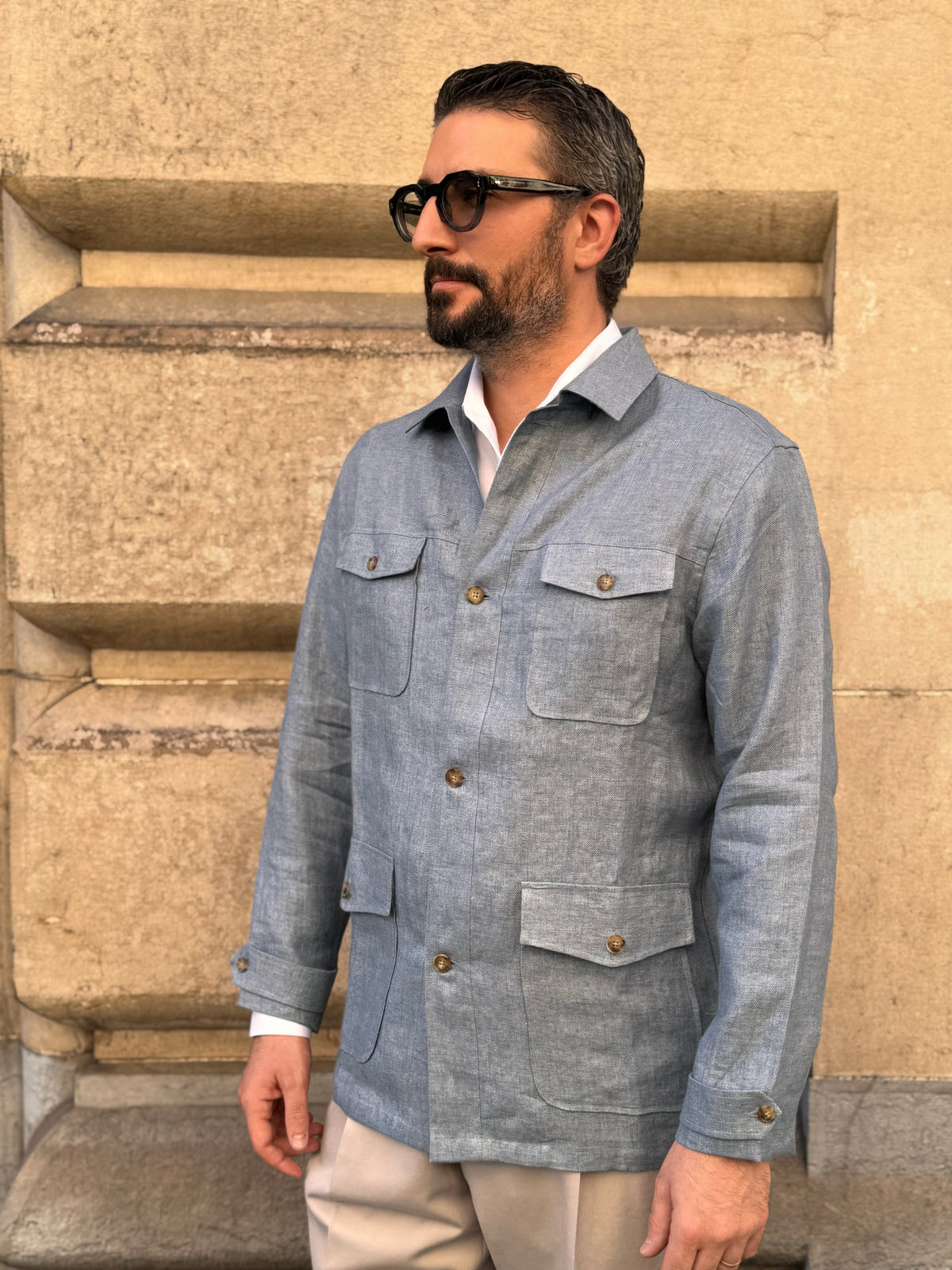 Neapolitan Overshirt - Steel Blue