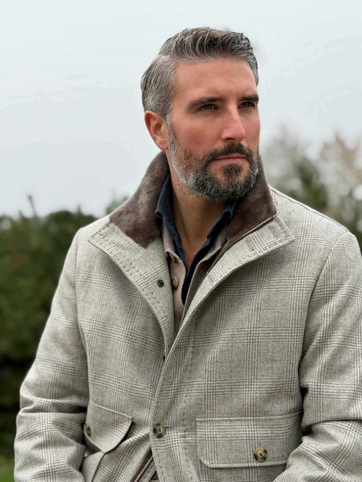 Blouson full fur - Checkered Grey