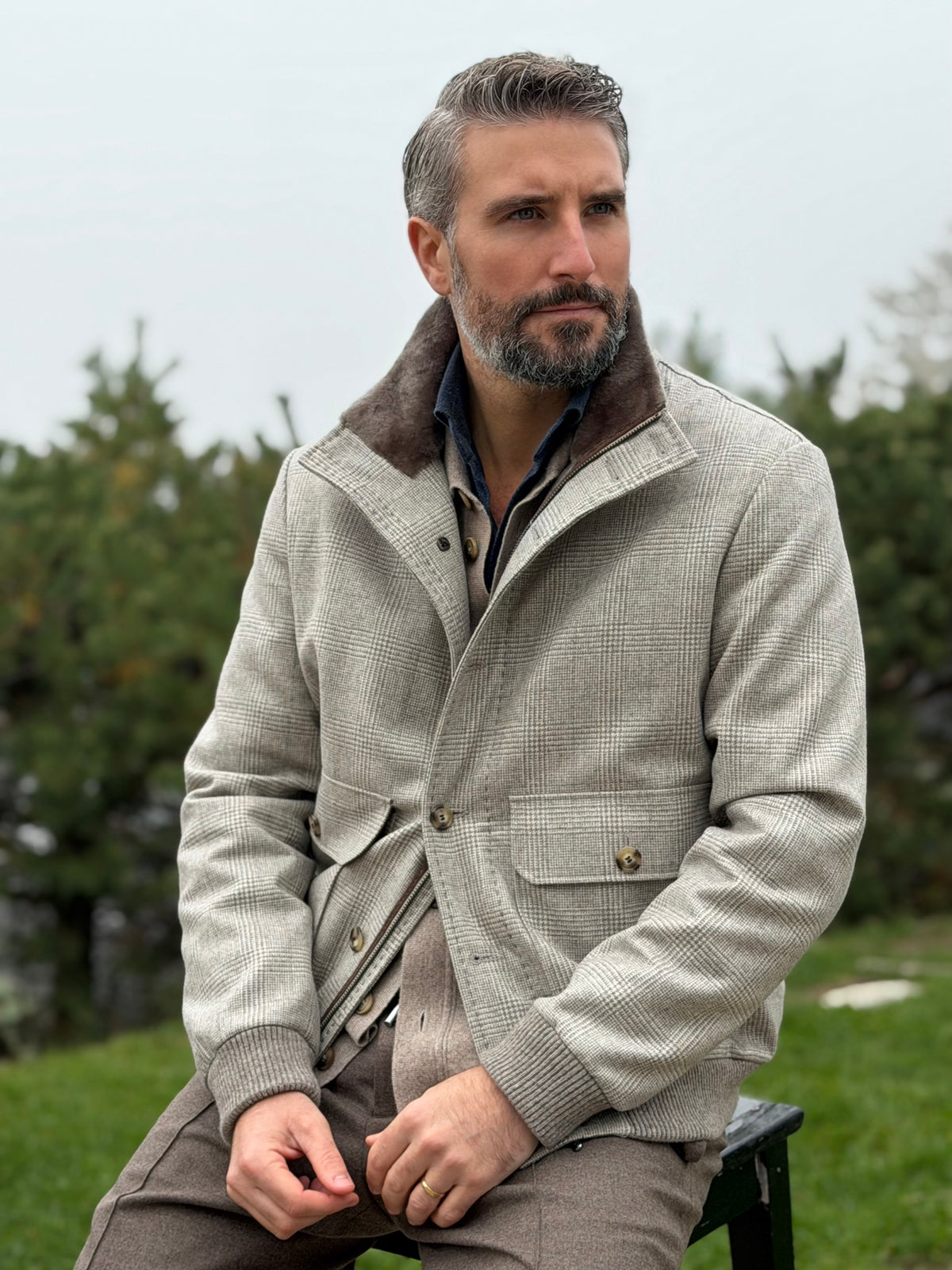 Blouson full fur - Checkered Grey
