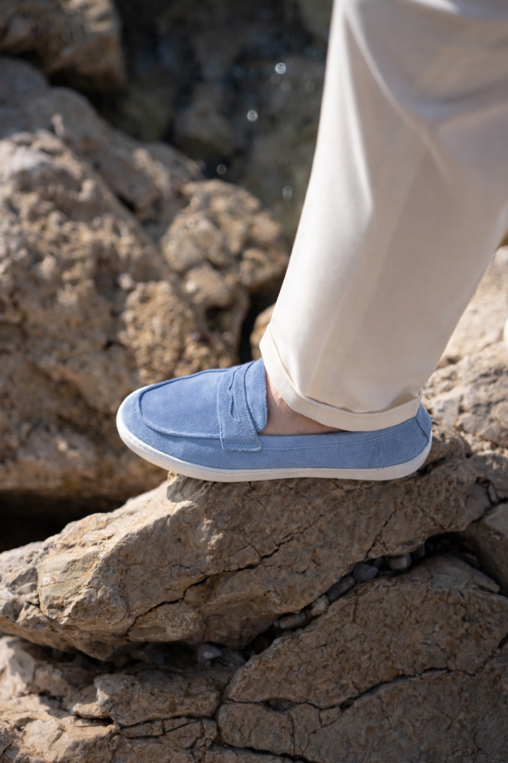 Boat Sneakers - Light blue suede