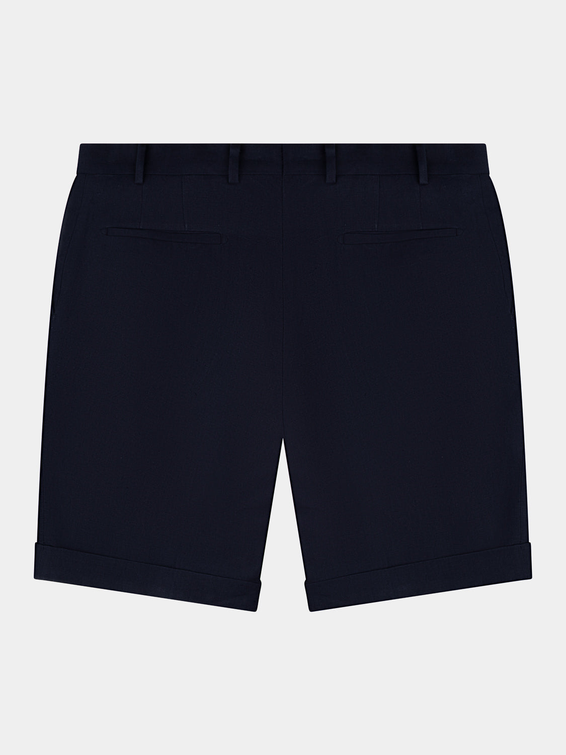 Two-pleats Linen Short - Navy
