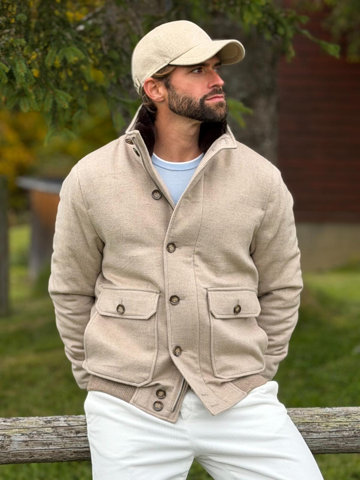 Blouson with Fur Collar - Sand