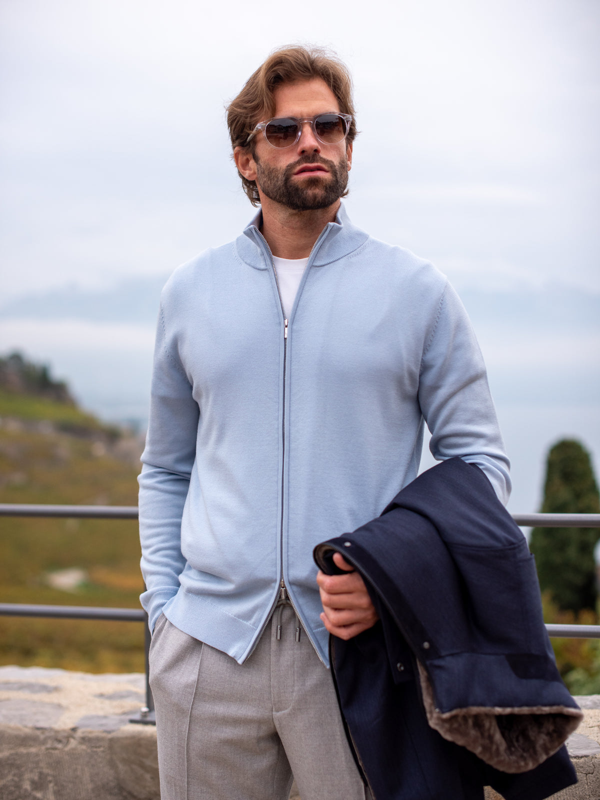 Zipper sweater - Sky Blue