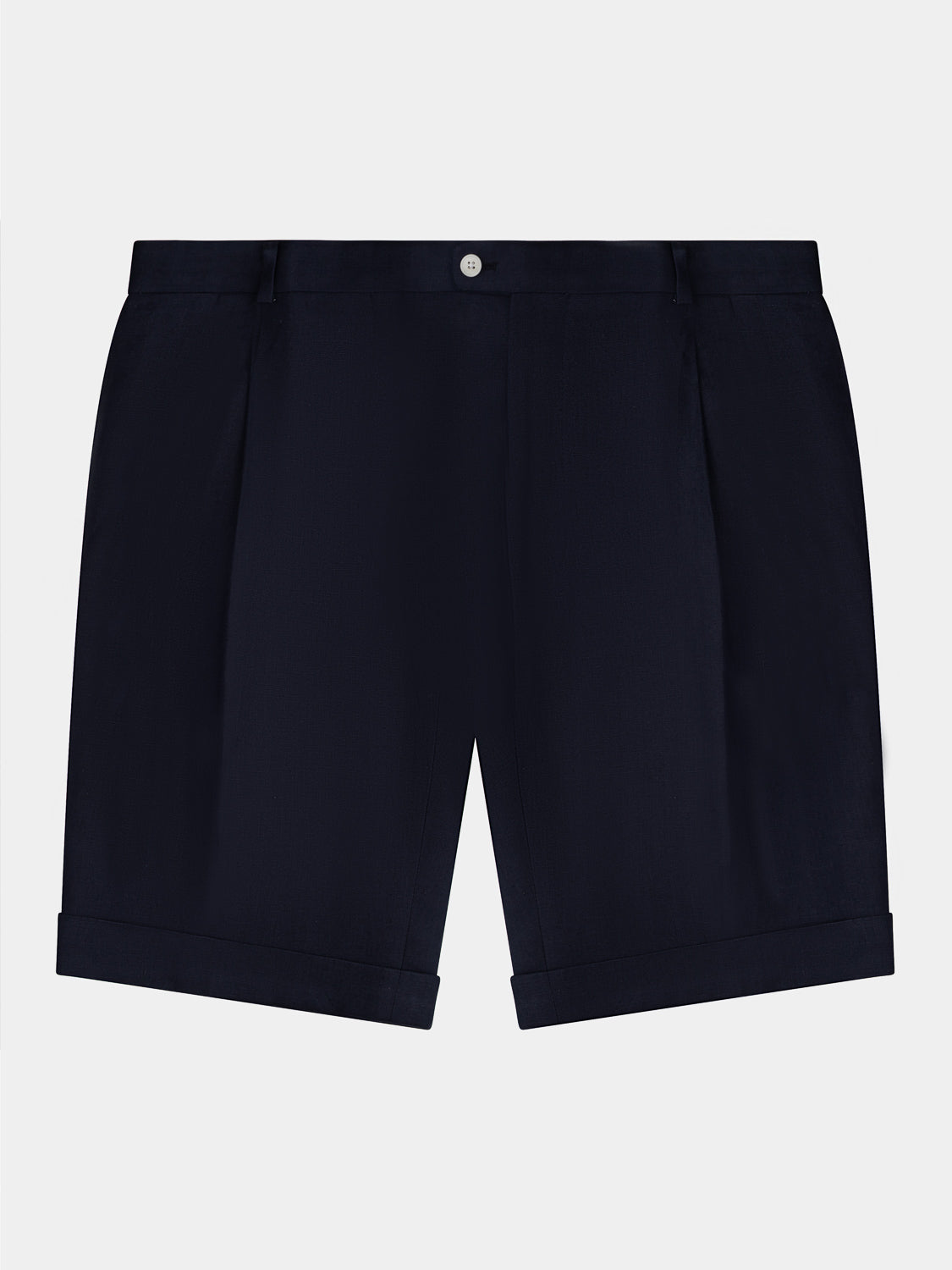 Two-pleats Linen Short - Navy