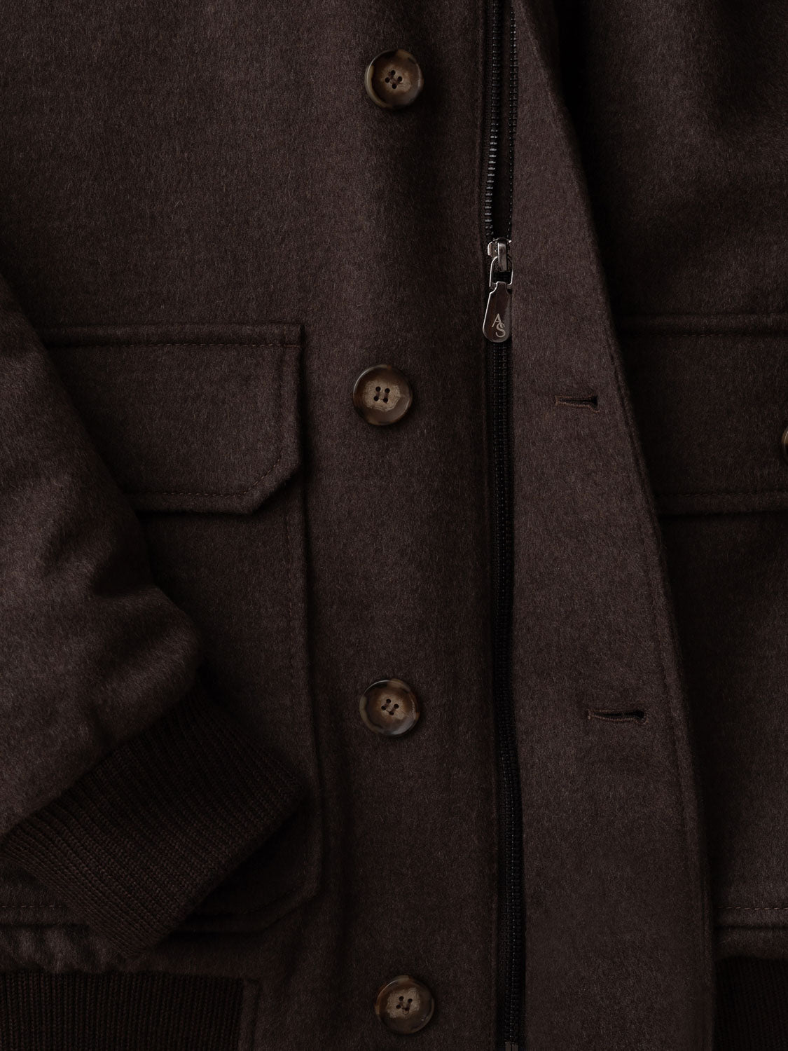 Blouson with Fur Collar - Brown