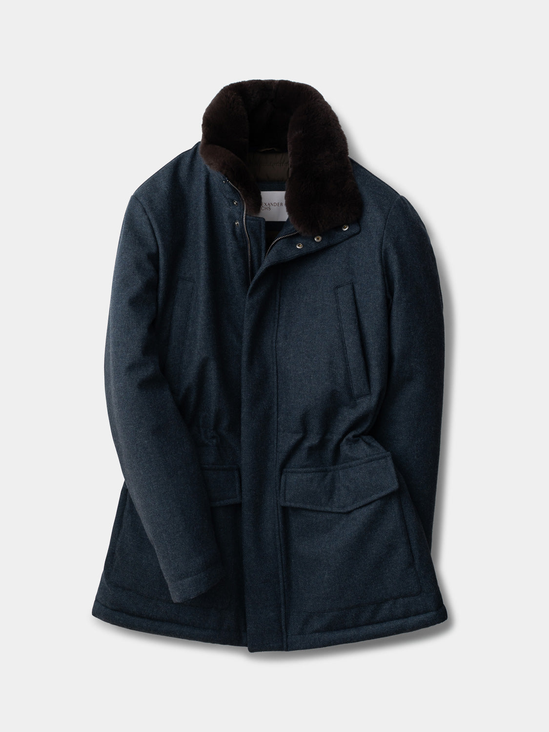 Voyager Coat with Fur Collar - Steel Blue