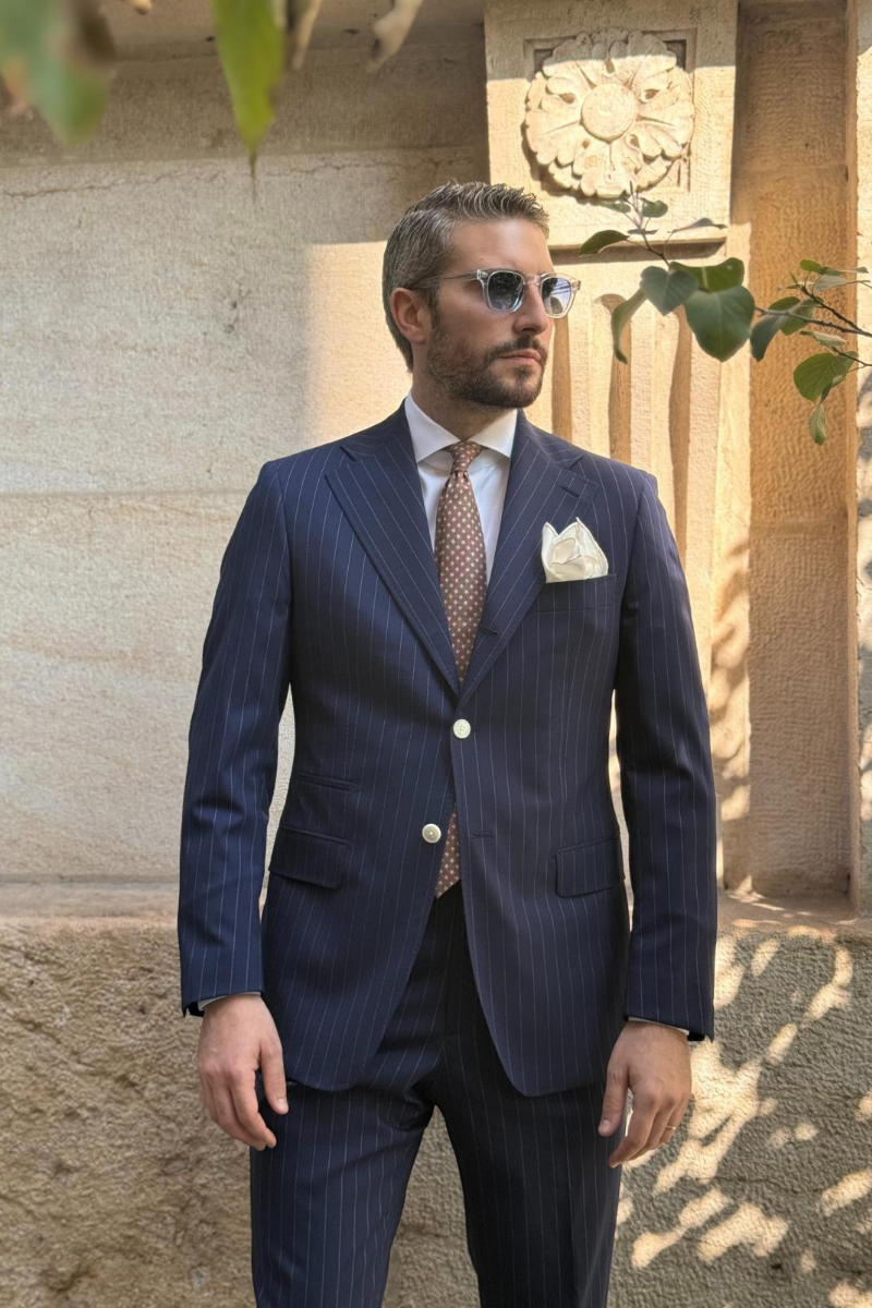 Limited Suit Napoli Travel Line - Blue Stripes