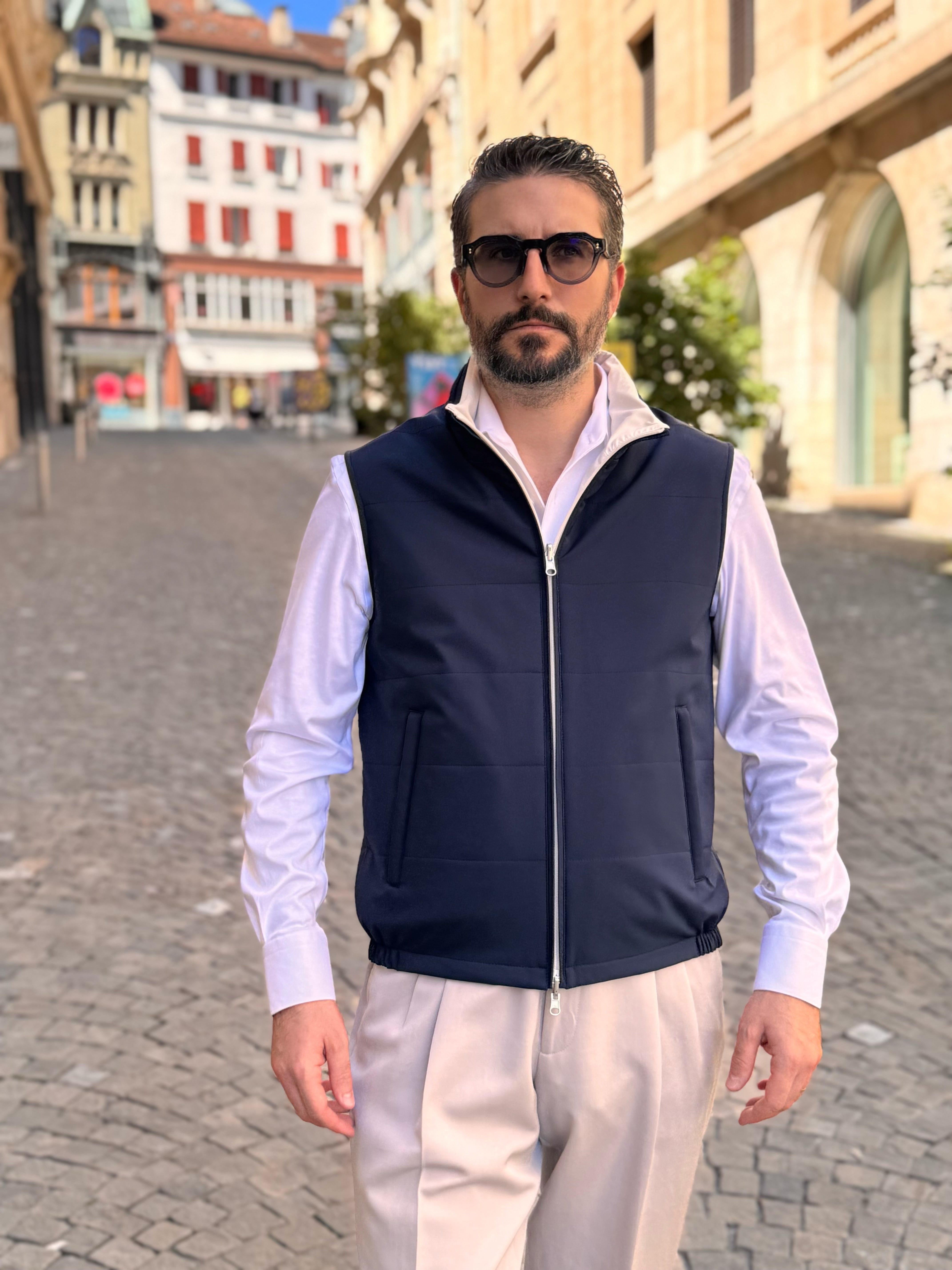 Reversible Sleeveless Jacket - Navy