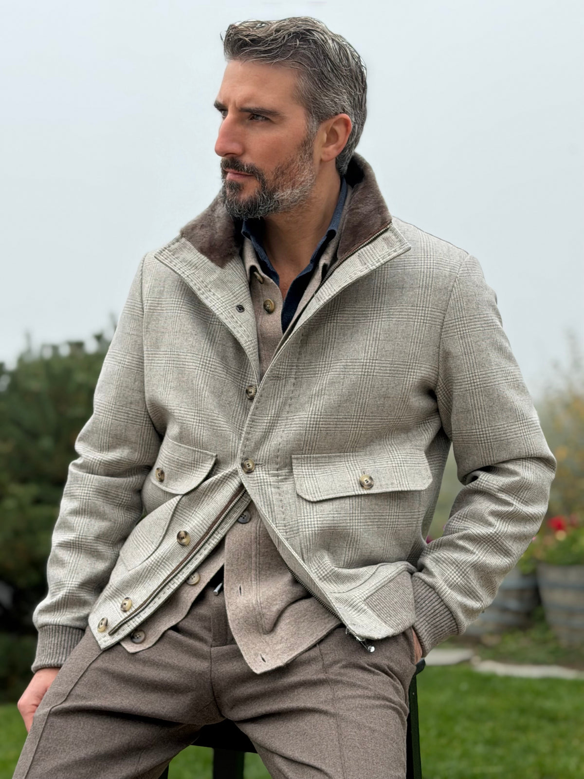 Blouson full fur - Checkered Grey