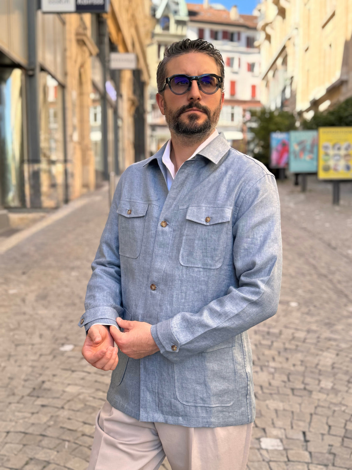 Neapolitan Overshirt - Steel Blue