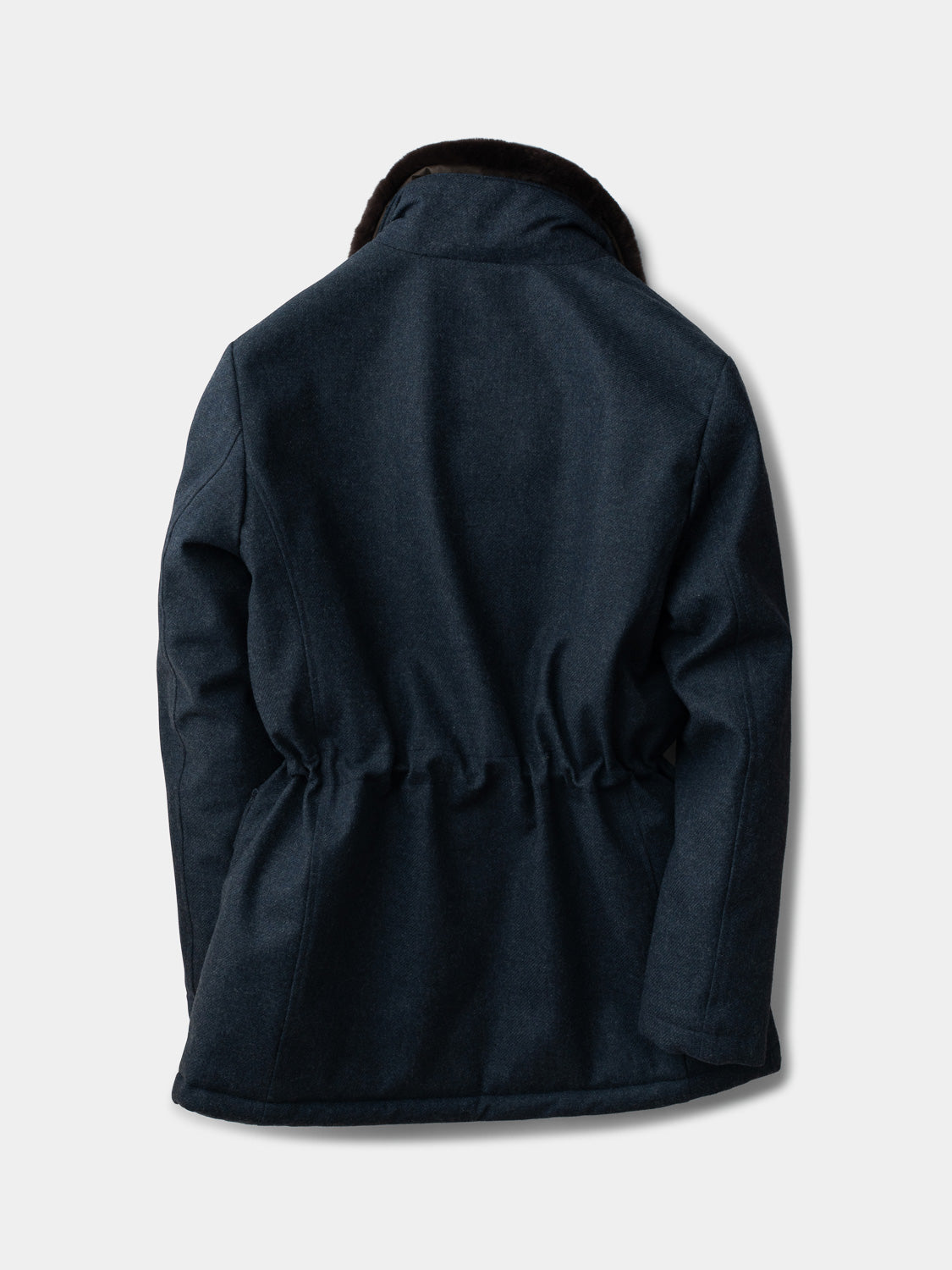 Voyager Coat with Fur Collar - Steel Blue