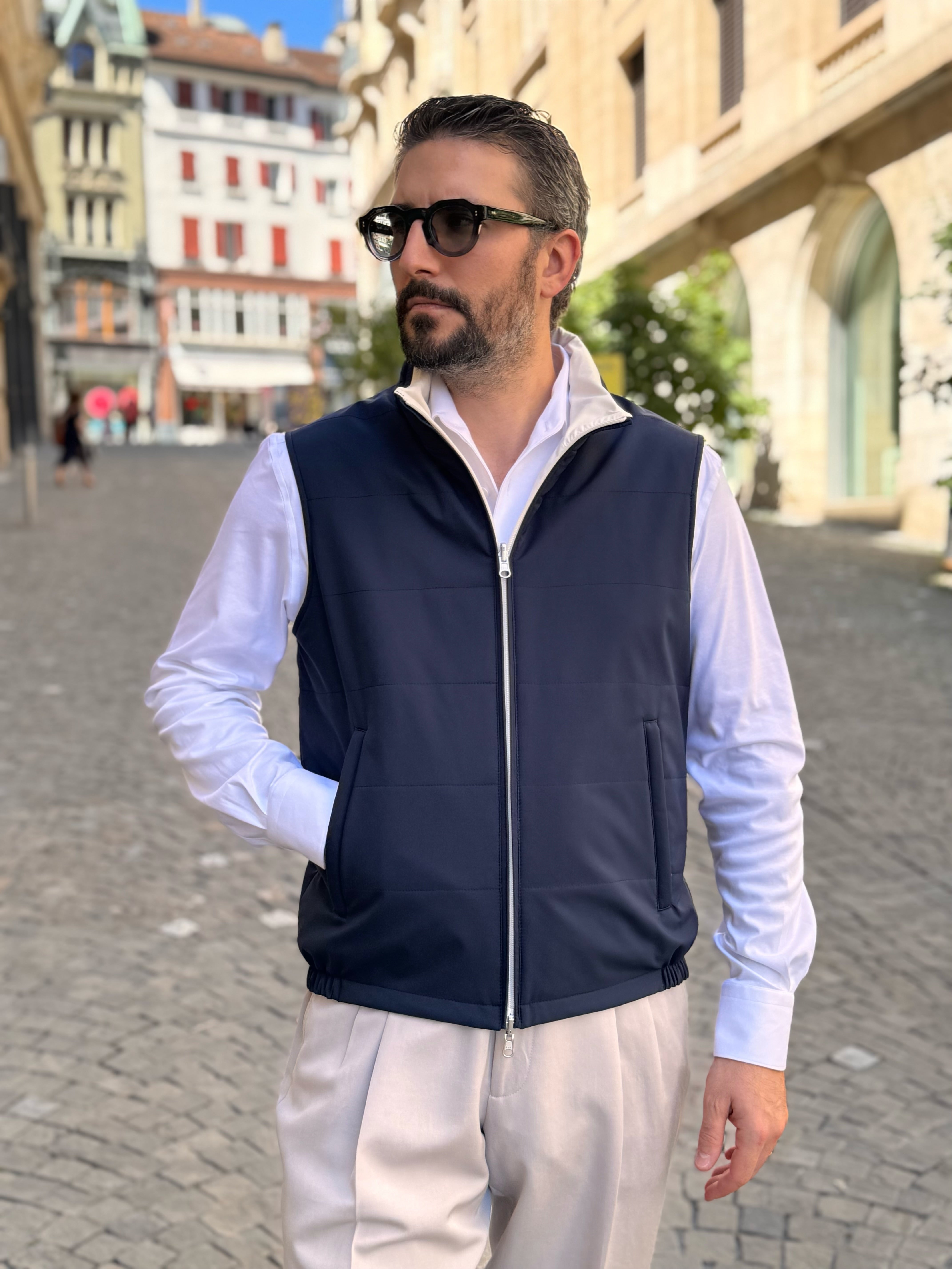 Reversible Sleeveless Jacket - Navy