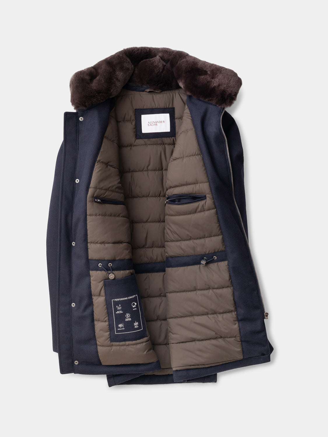 Voyager Coat with Fur Collar - Navy