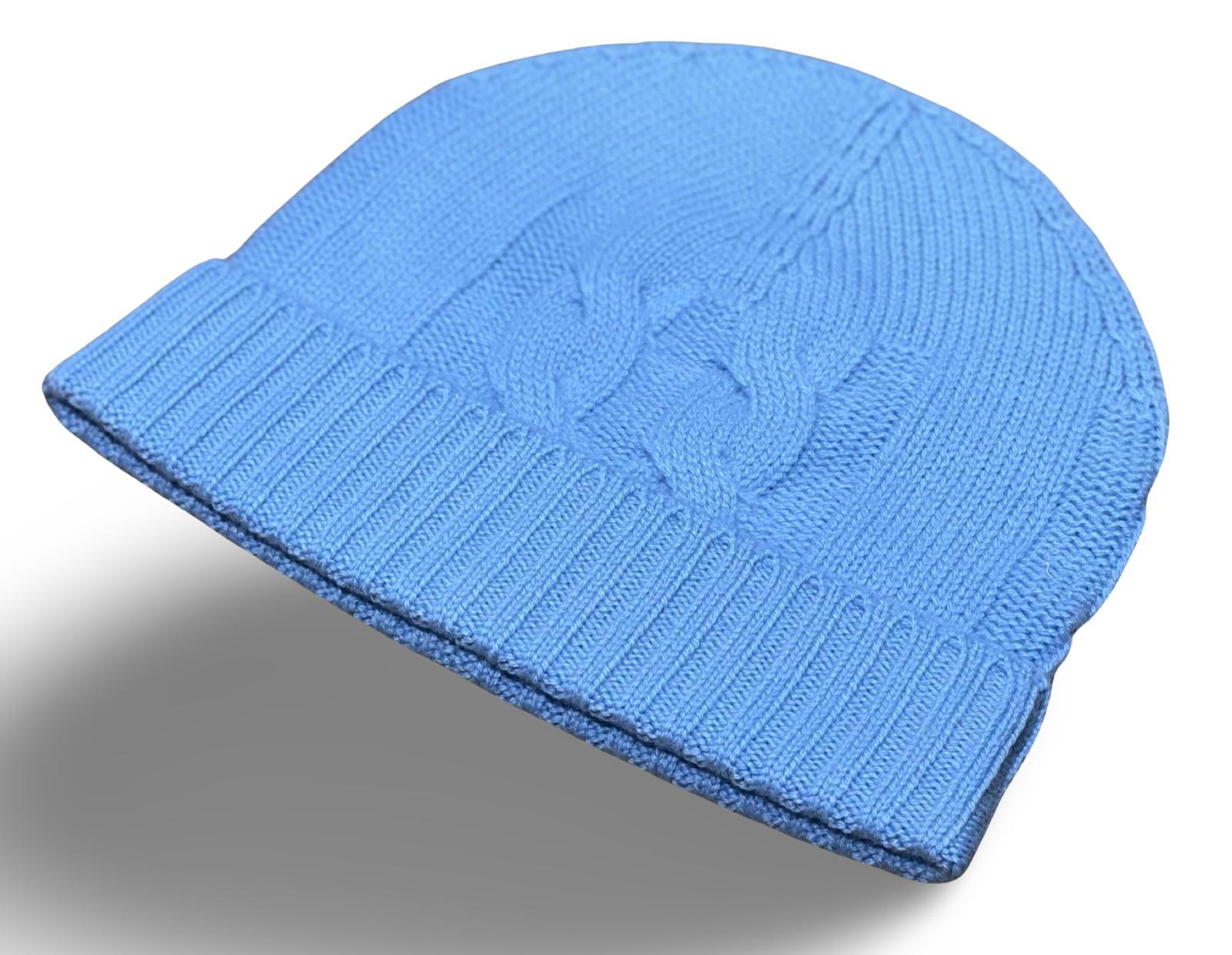 BEANIE CASHMERE TRECCE SKY BLUE