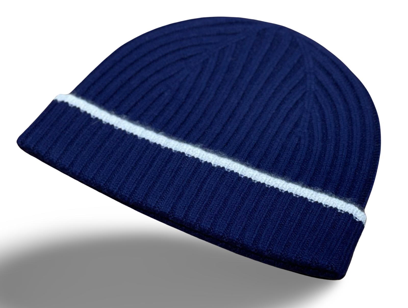 BEANIE CASHMERE NAVY & CREMA