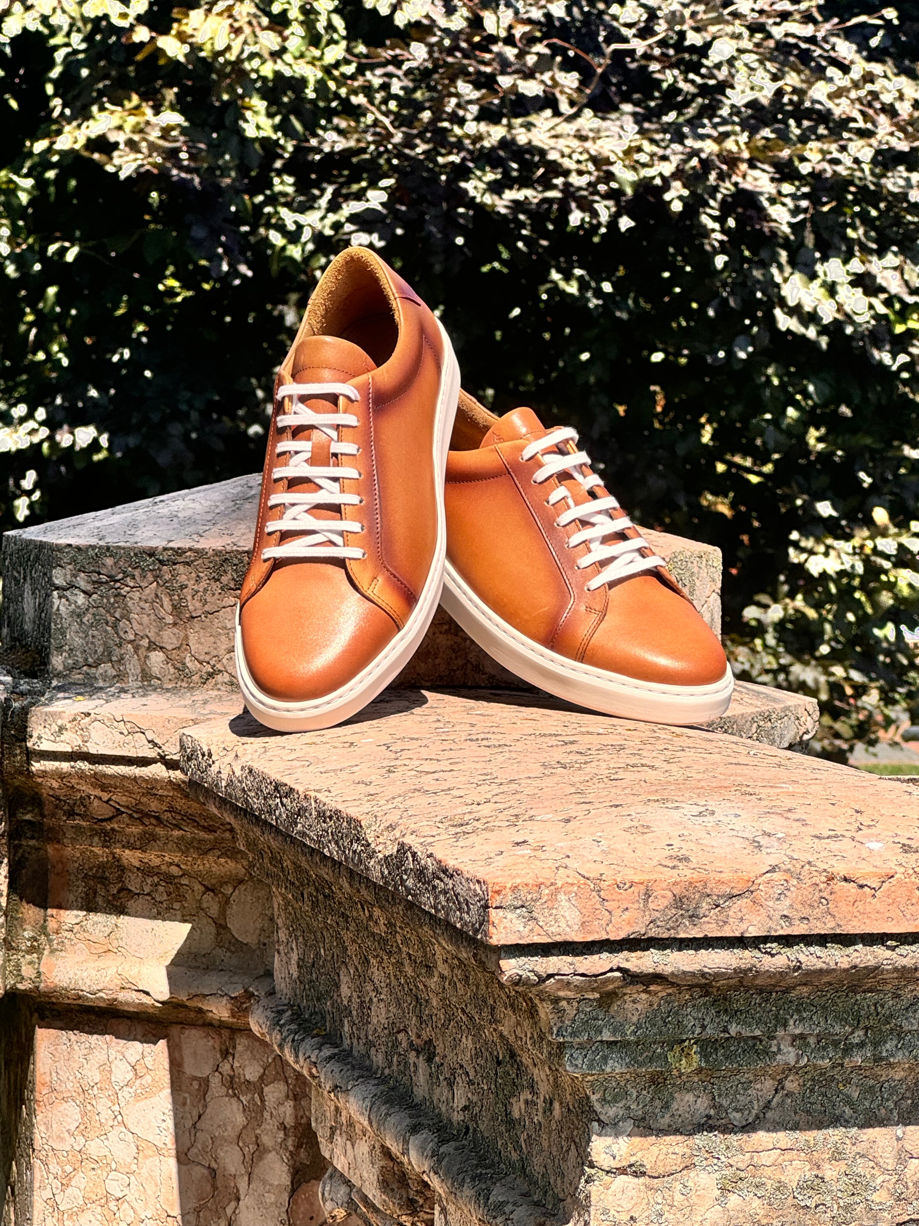 Calfskin Sneakers - Camel Patina