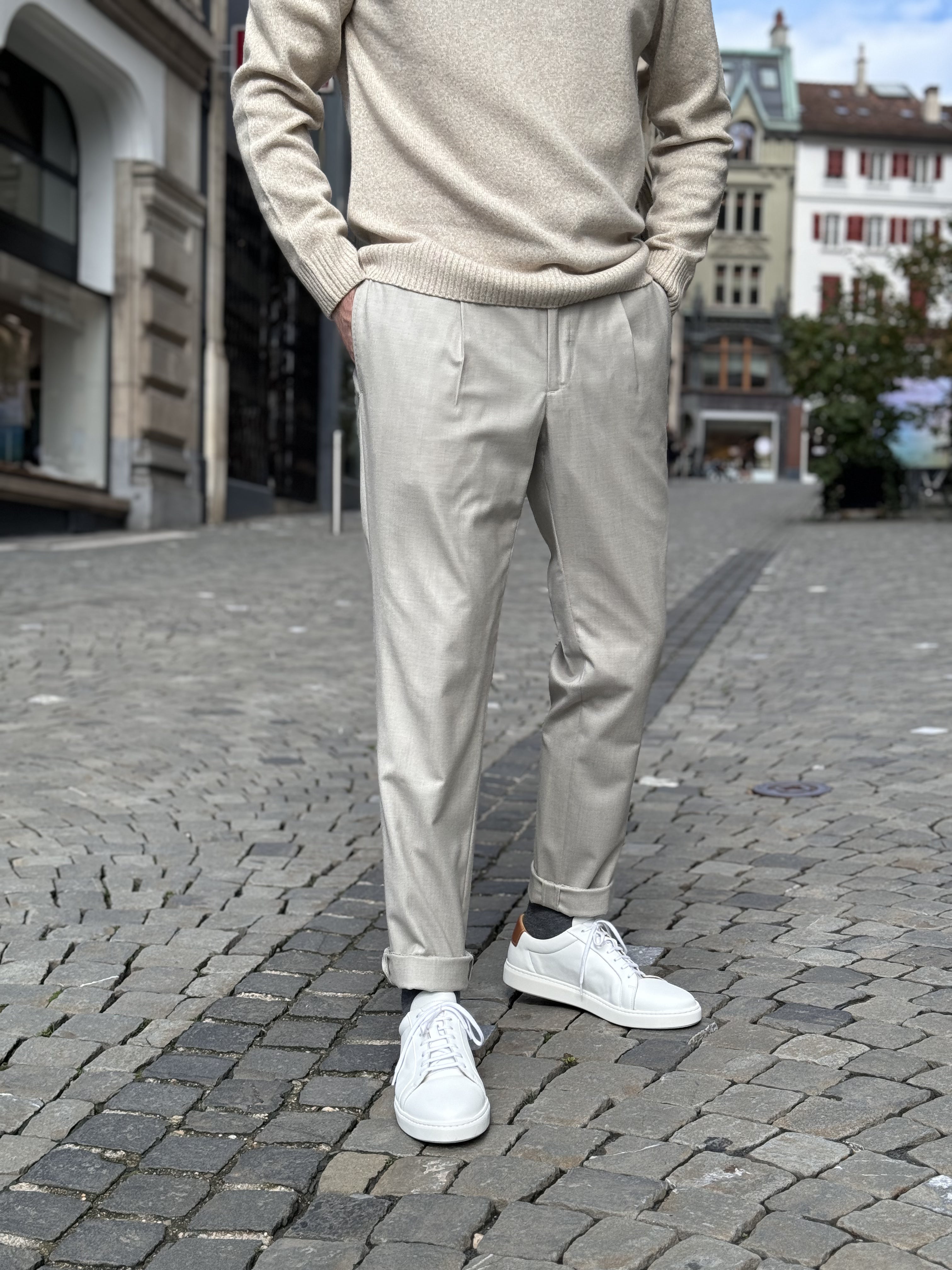 JOGGER PANTS FLANELLA - SAND