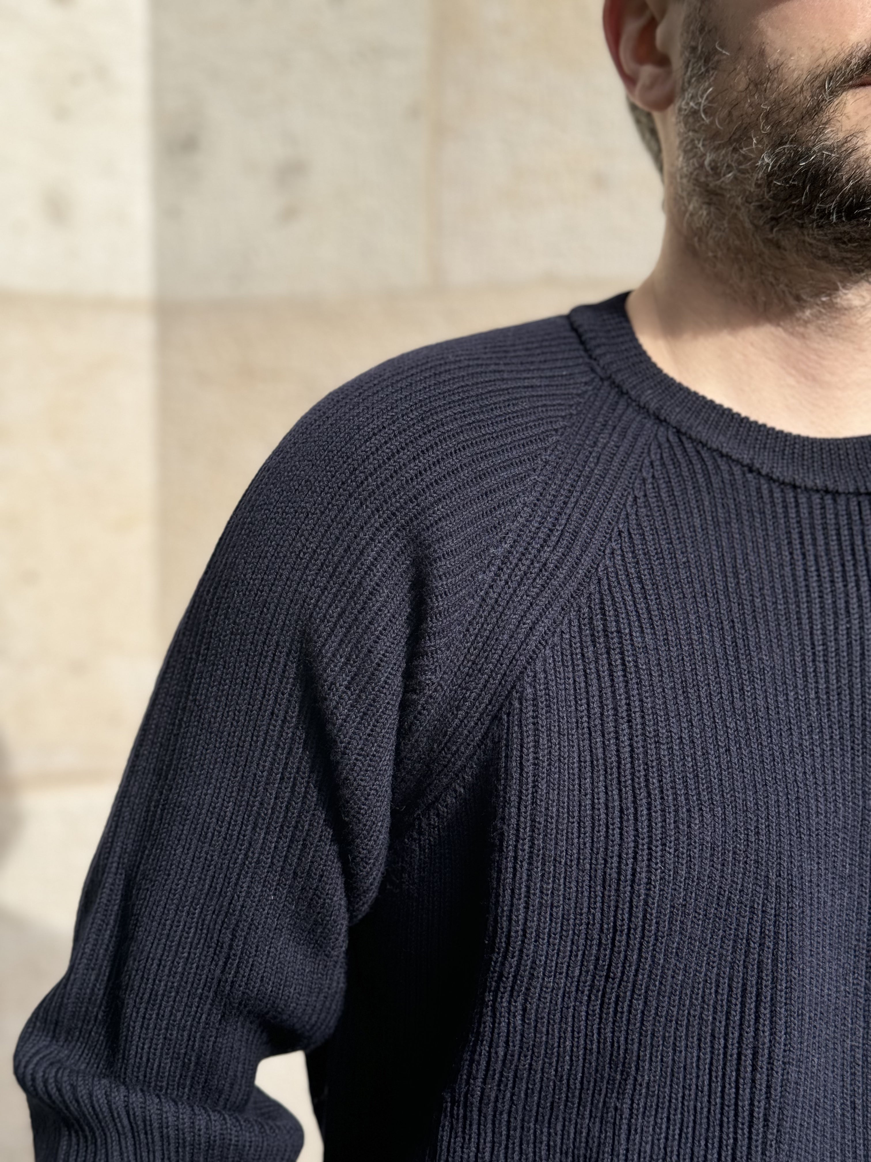 CREWNECK RAGLAN WOOL - NAVY