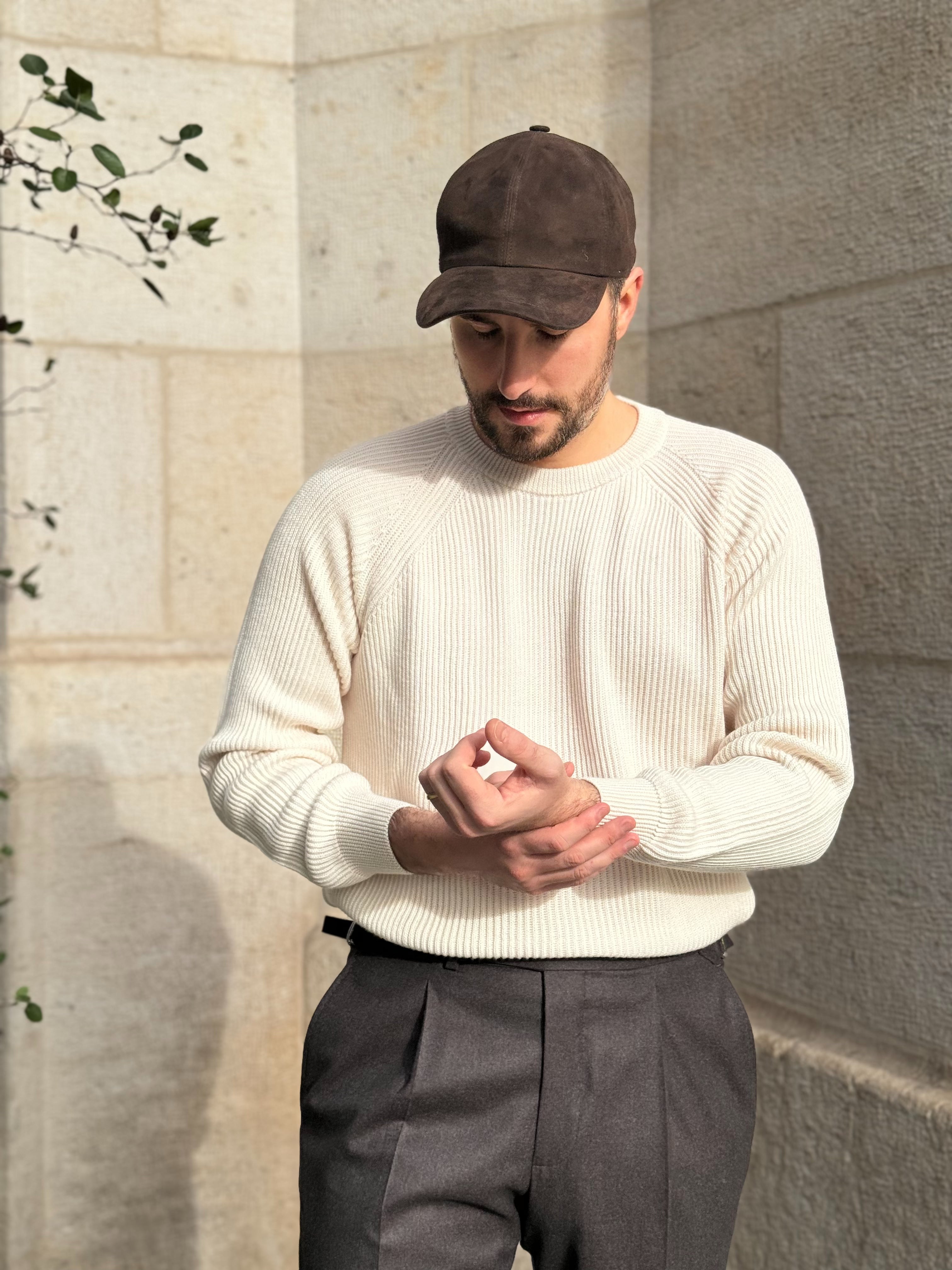 CREWNECK RAGLAN WOOL - WHITE