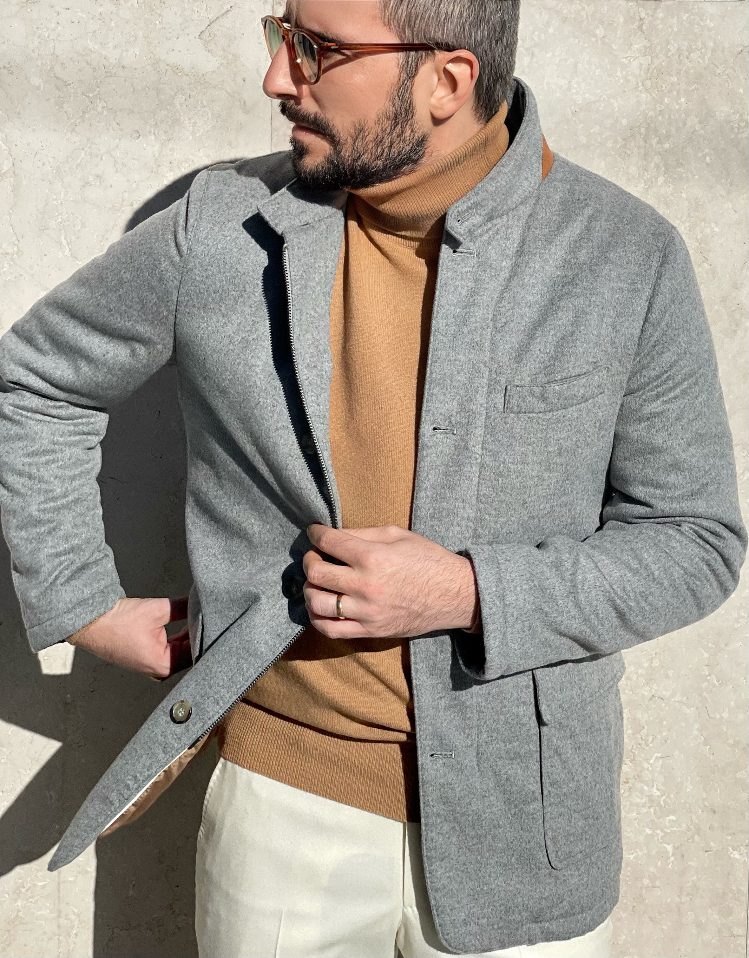 SAANEN JACKET CASHMERE LIGHT GREY