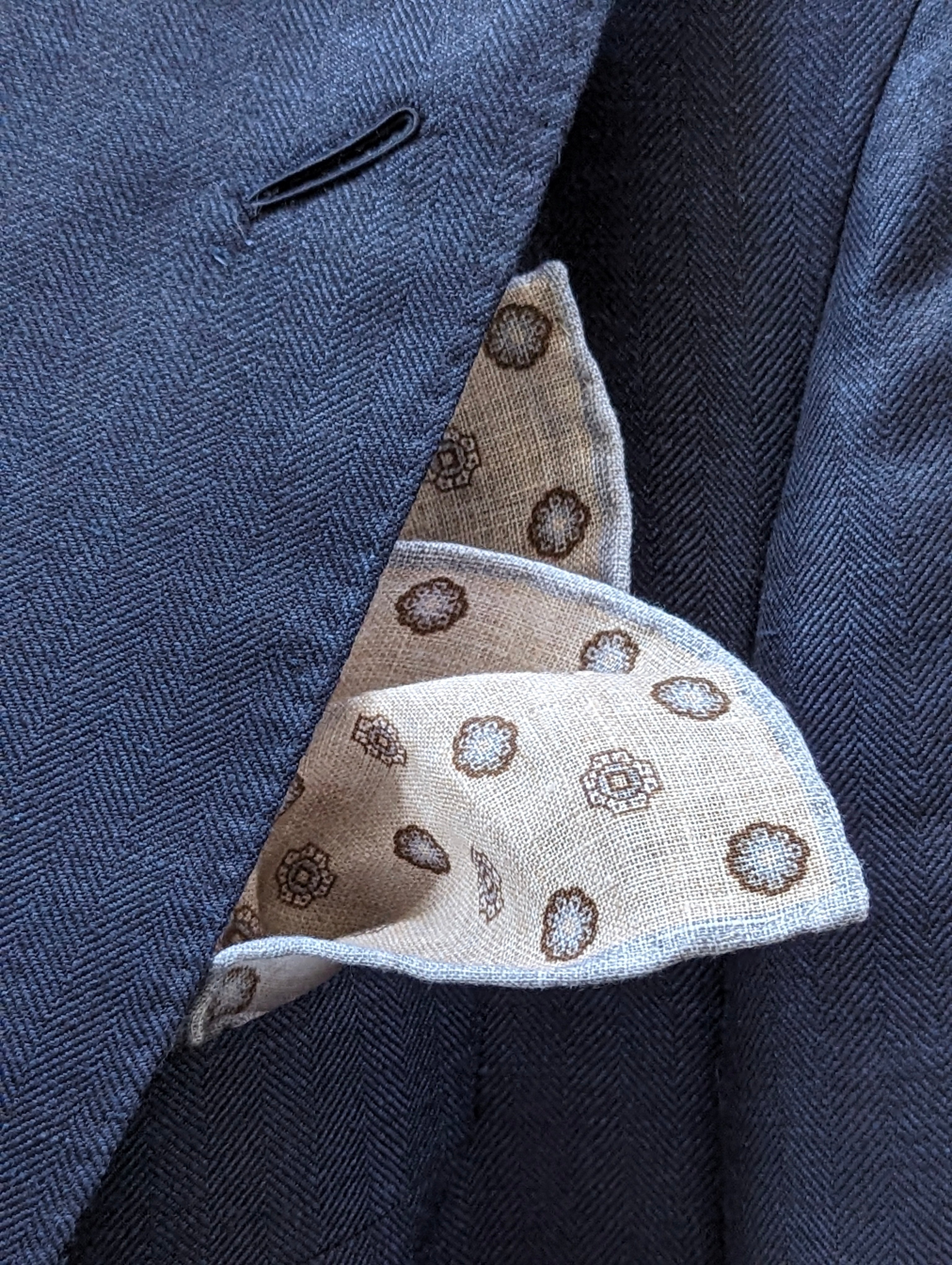 Pocket Square - Brown Flower Print