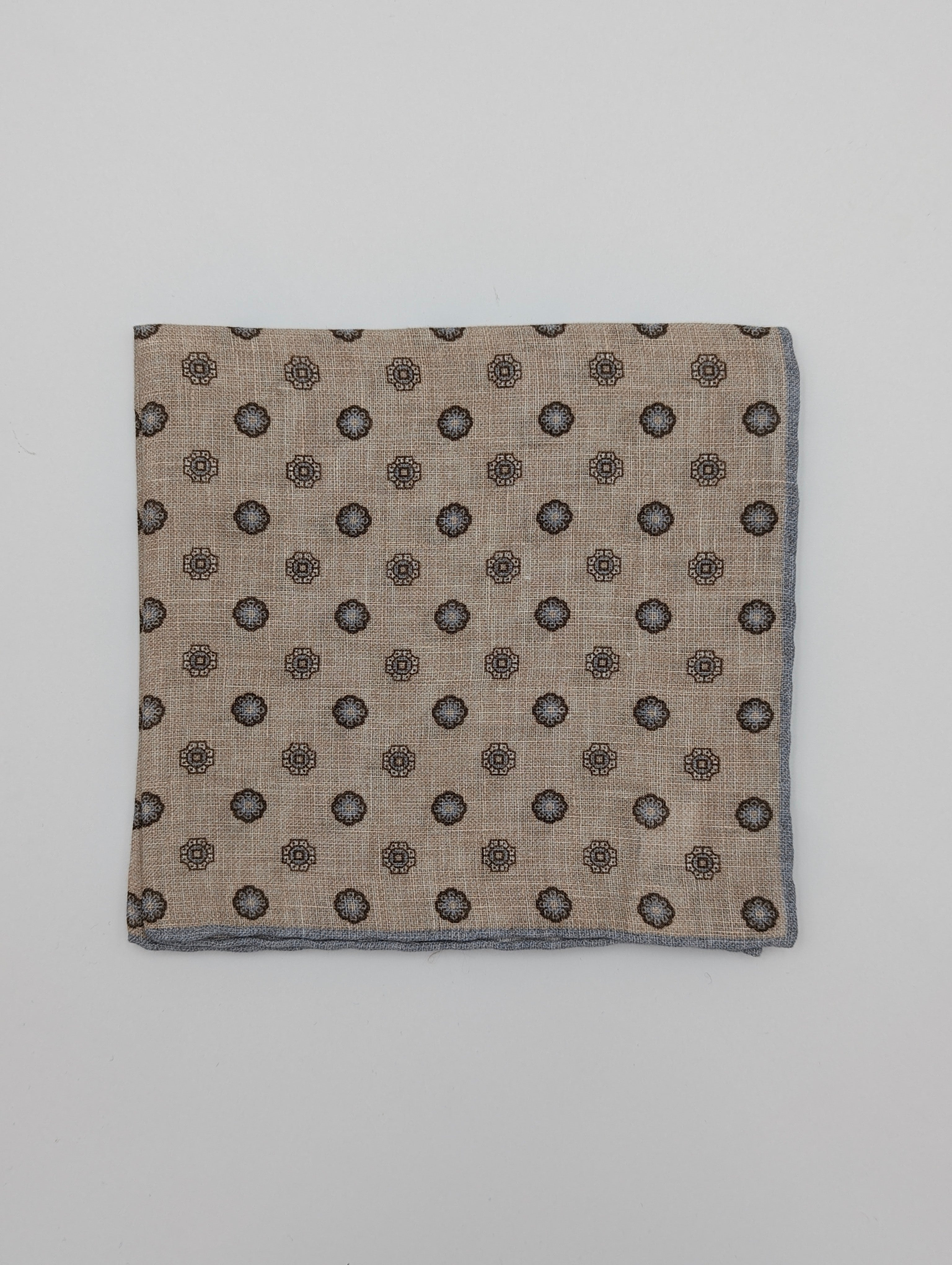 Pocket Square - Brown Flower Print