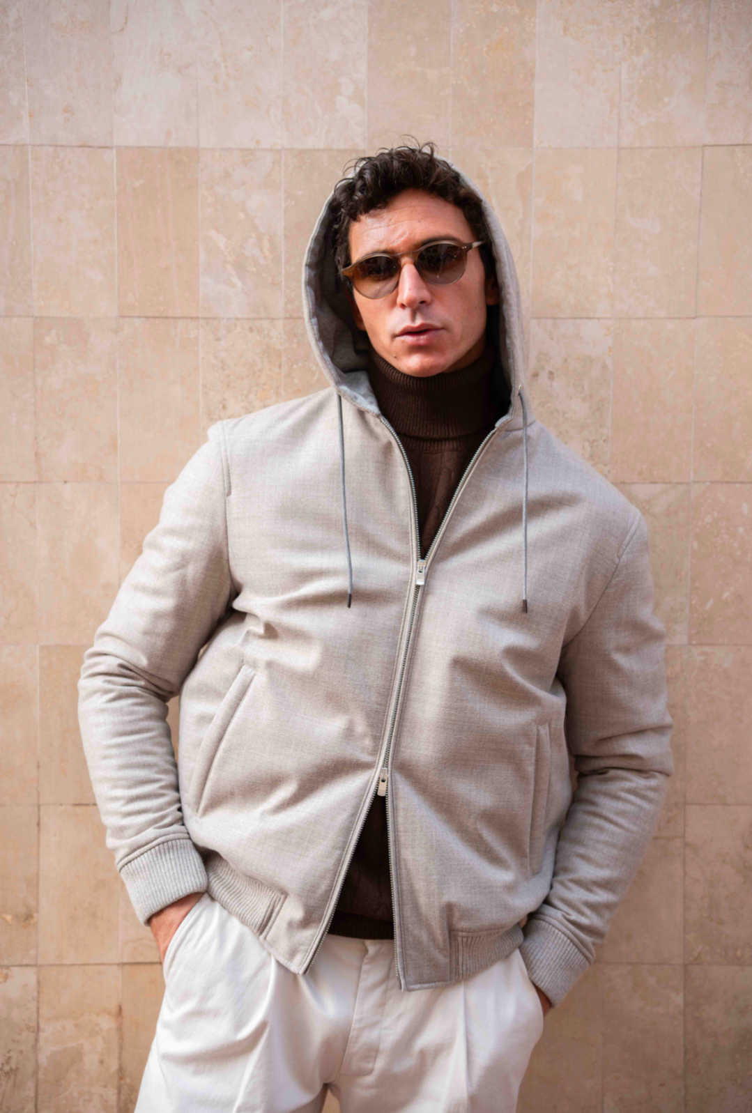 HOODIE JACKET - PECORA NERA BEIGE