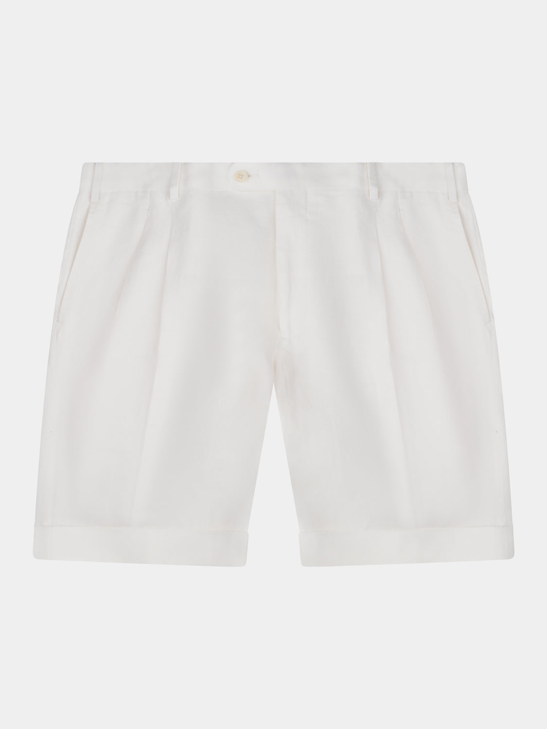 Two-pleats Linen Short - White
