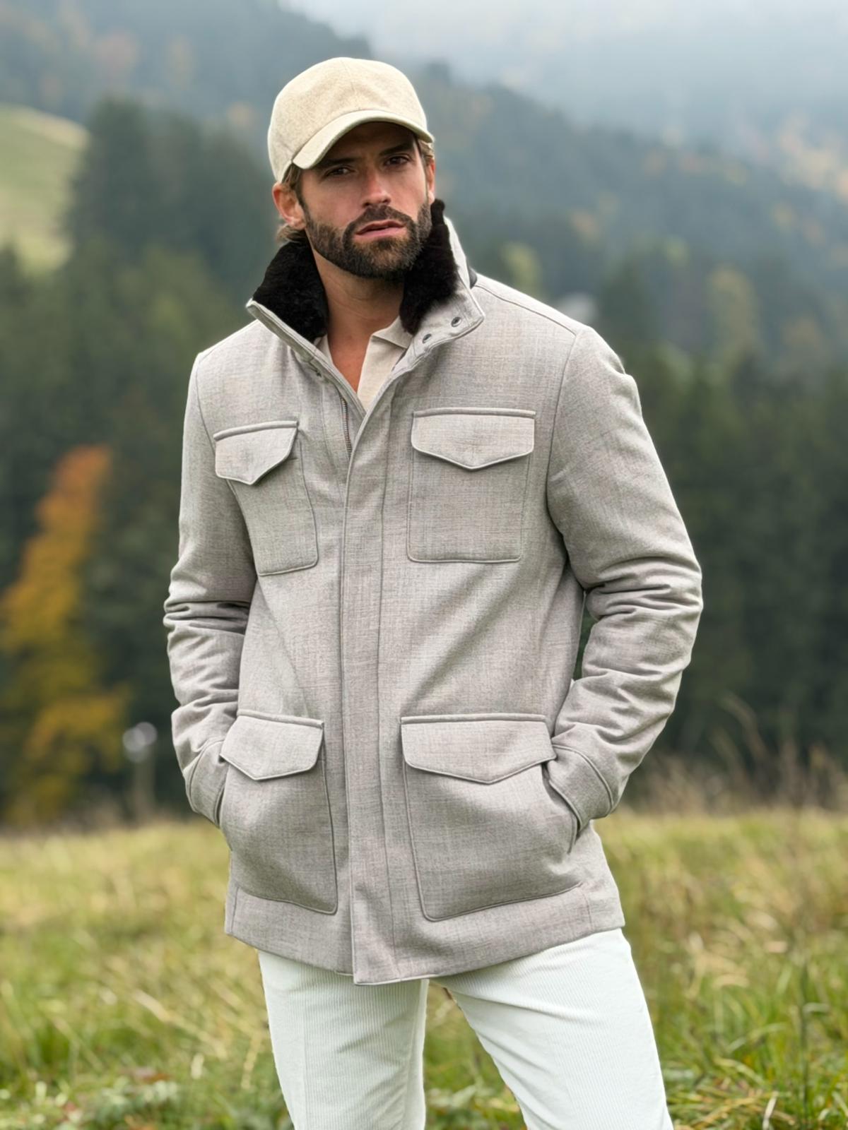 Field Jacket with Fur Collar - Sand