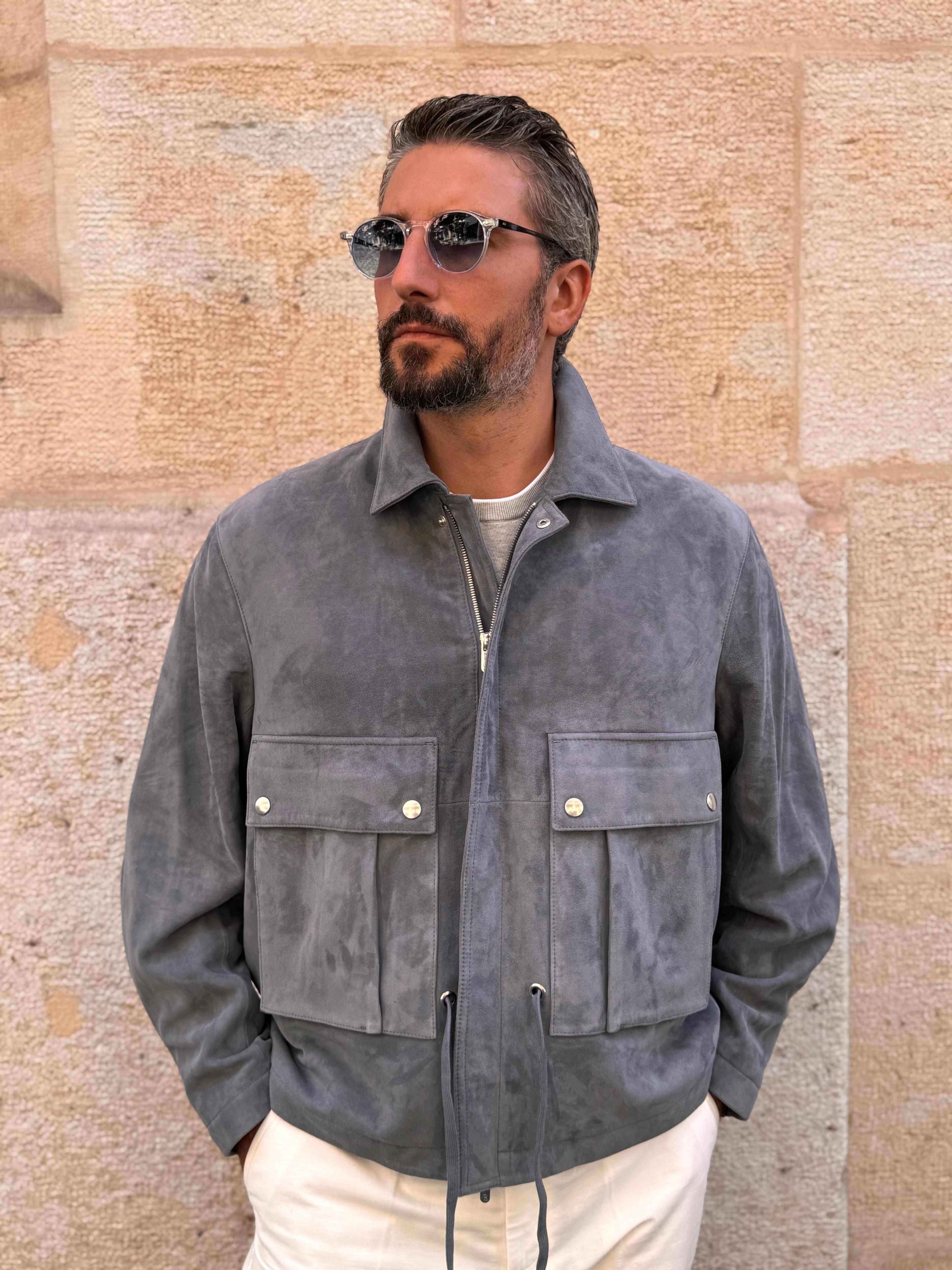 Straight Blouson - Ice Suede Leather