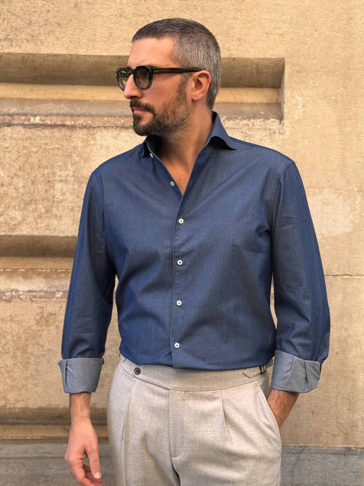 Cutaway 1-Piece shirt - Raw Denim