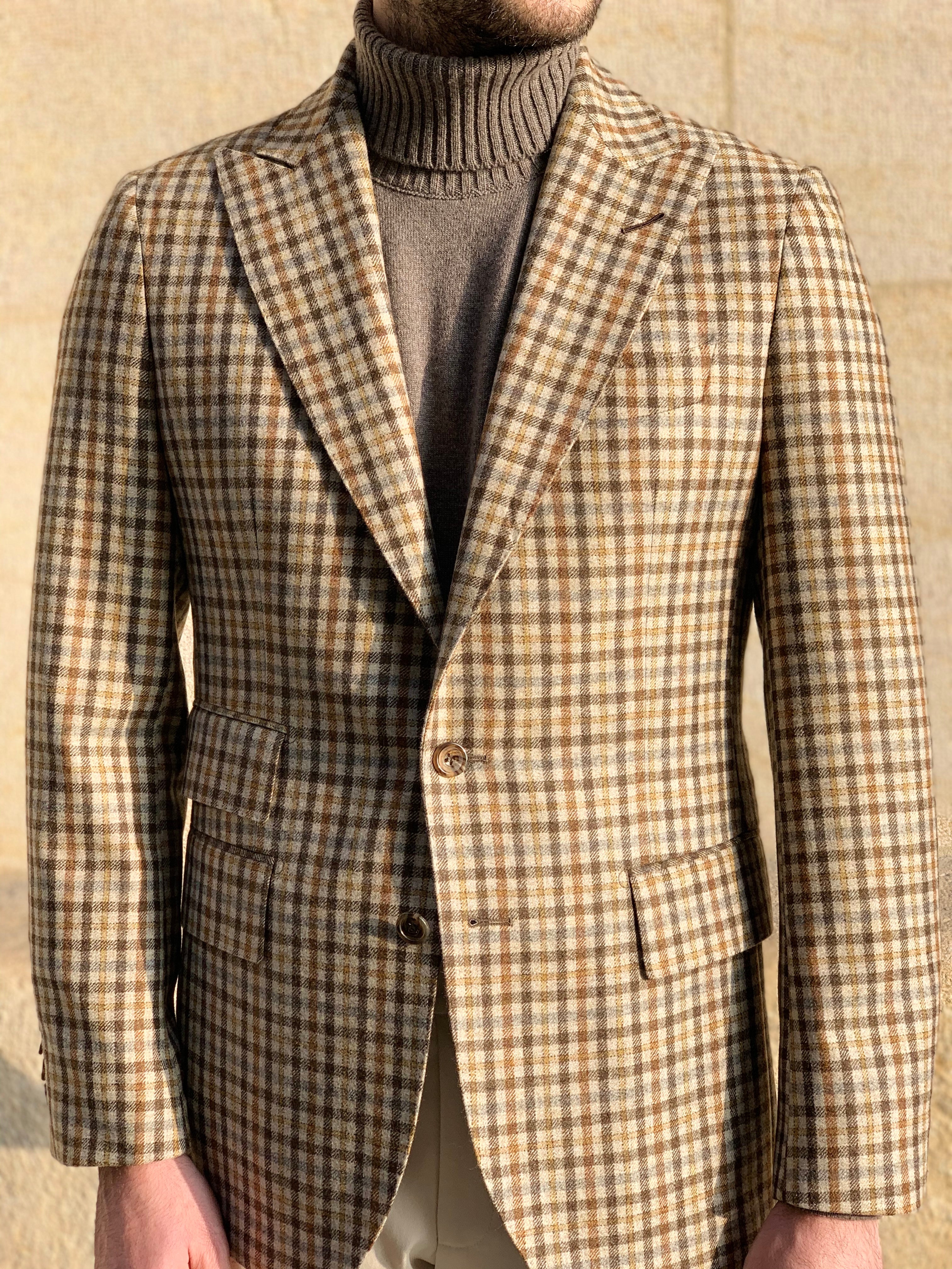 BLAZER - CHECK BEIGE BROWN