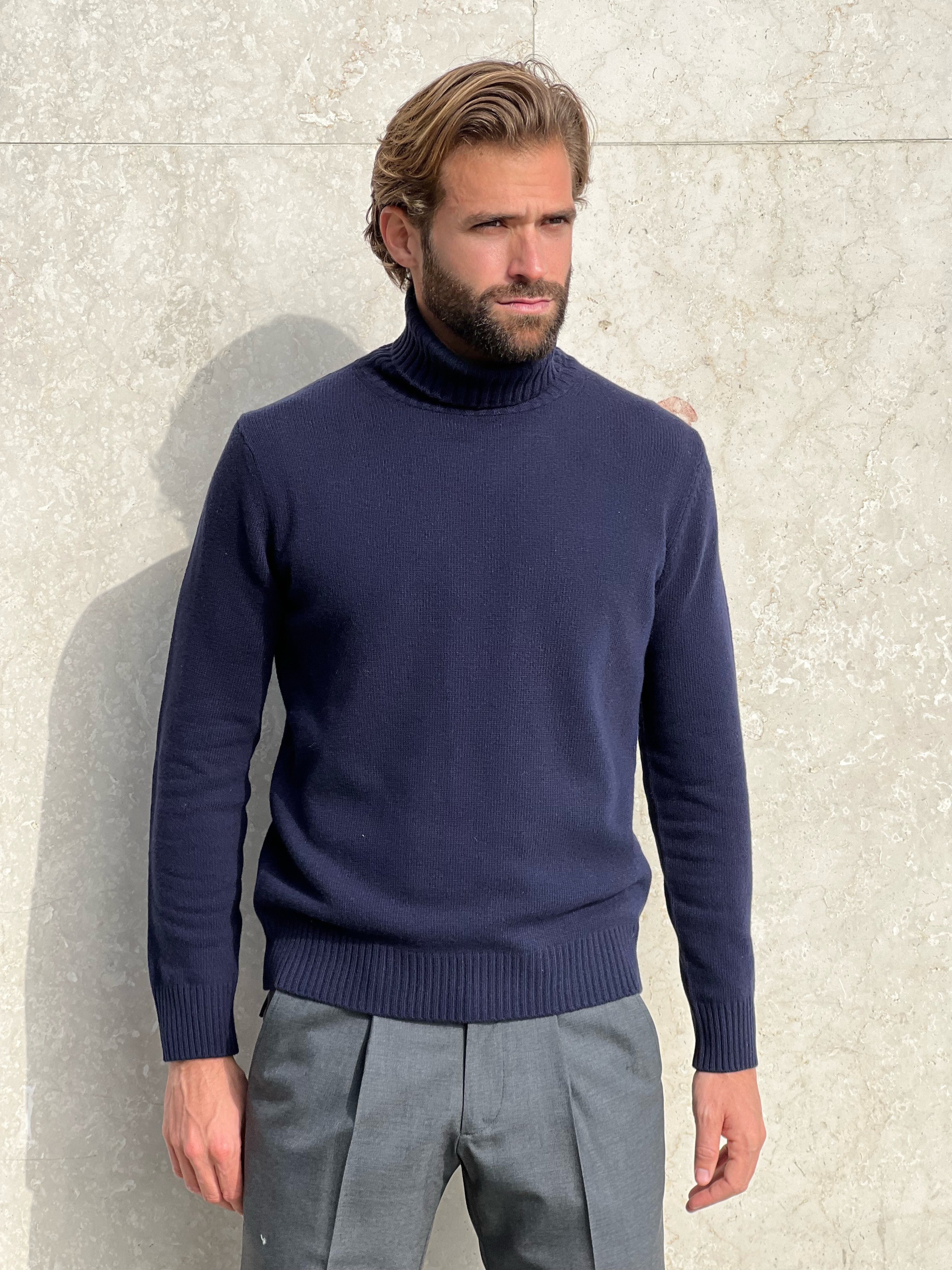 TURTLENECK WOOL & CASHMERE - NAVY