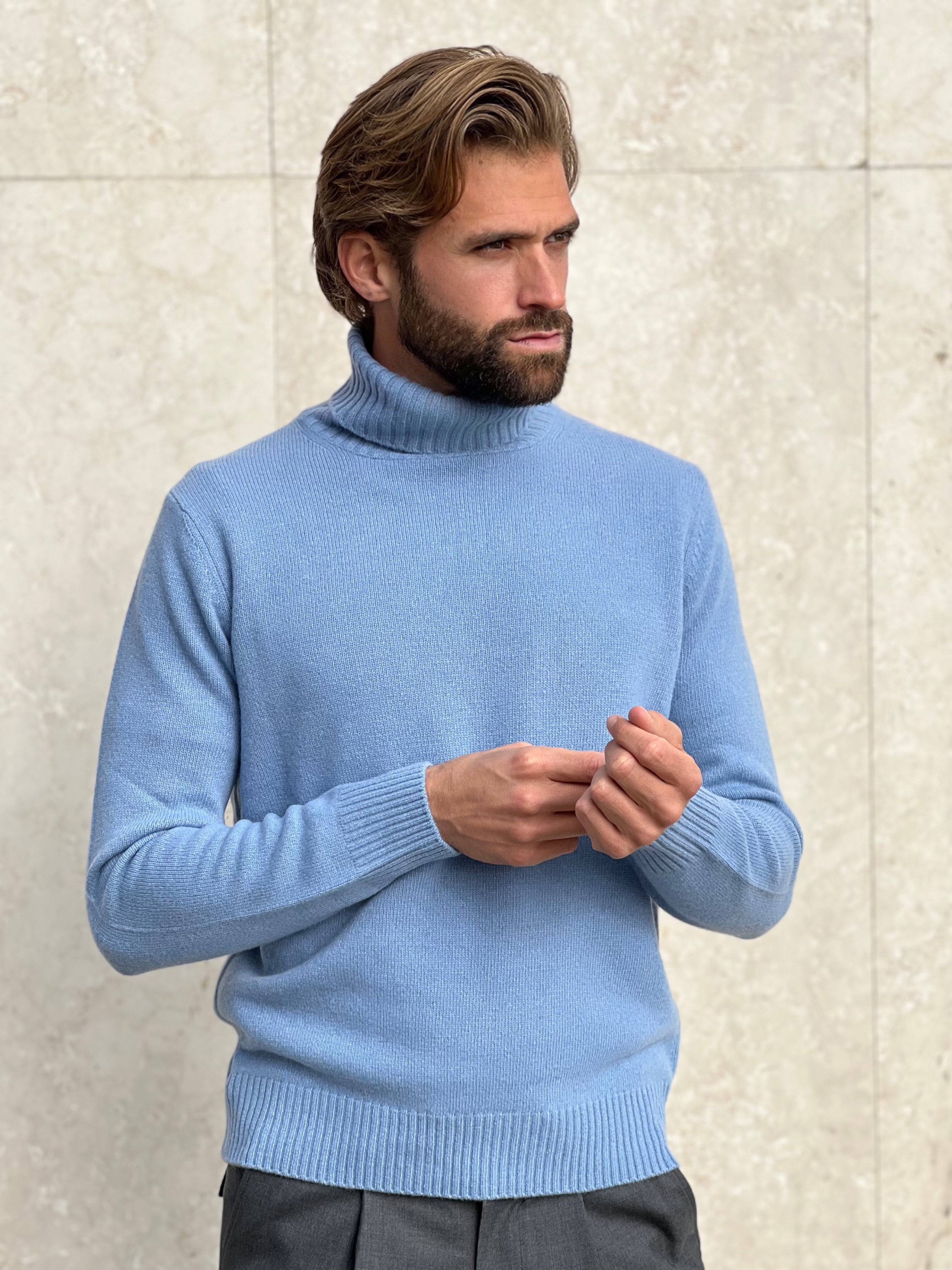 TURTLENECK WOOL & CASHMERE - LIGHT BLUE